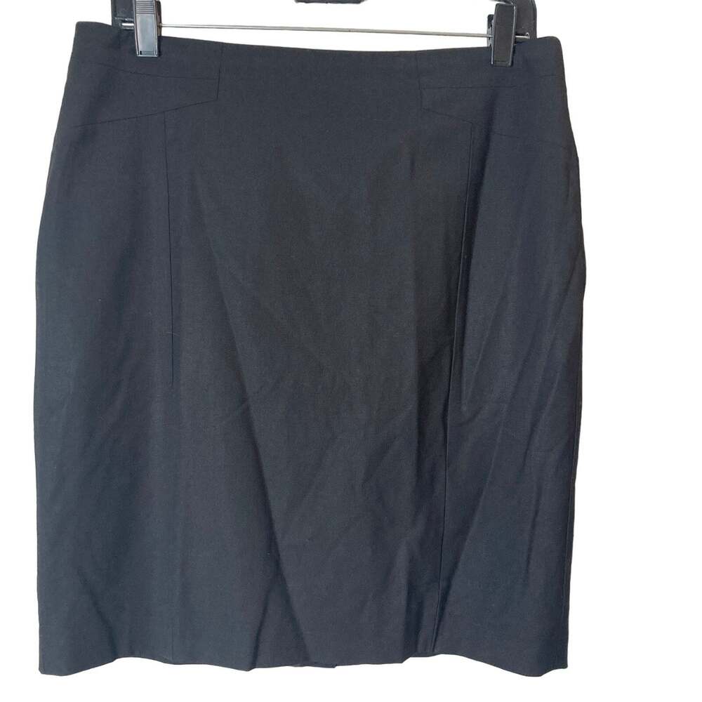 Ann Taylor Skirt Womens 12P Virgin Wool Blend Black Knee Length